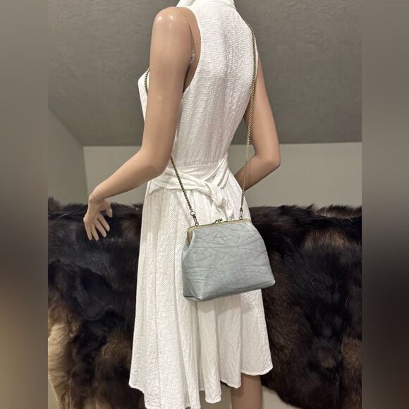 Embossed Cowhide Handsewn Retro Style Double Kiss-lock Shoulder Bag/Crossbody - Picture 8 of 16
